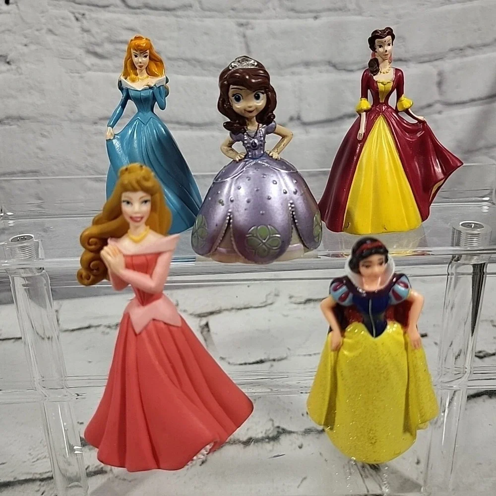 Disney Princess Figures Lot 5 Sofia Aurora Snow‎ White Belle Flawed Cake Toppers